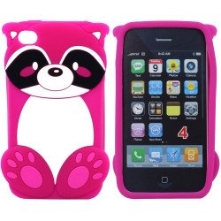 iPhone 4 4S 3D Raccoon Case (Hot Pink)